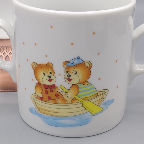 Fine China Child's Dinner Set Toddler Child Teddy Bear Rowboat Plate Cup Vtg - Picture 4 of 14
